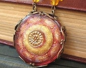 Rose Window XIV Giving Thanks Cathedral - Orange amber glass filigree necklace - Elysia