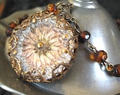 Pumpkin Spice Latte - Amber glass filigree necklace - Elysia