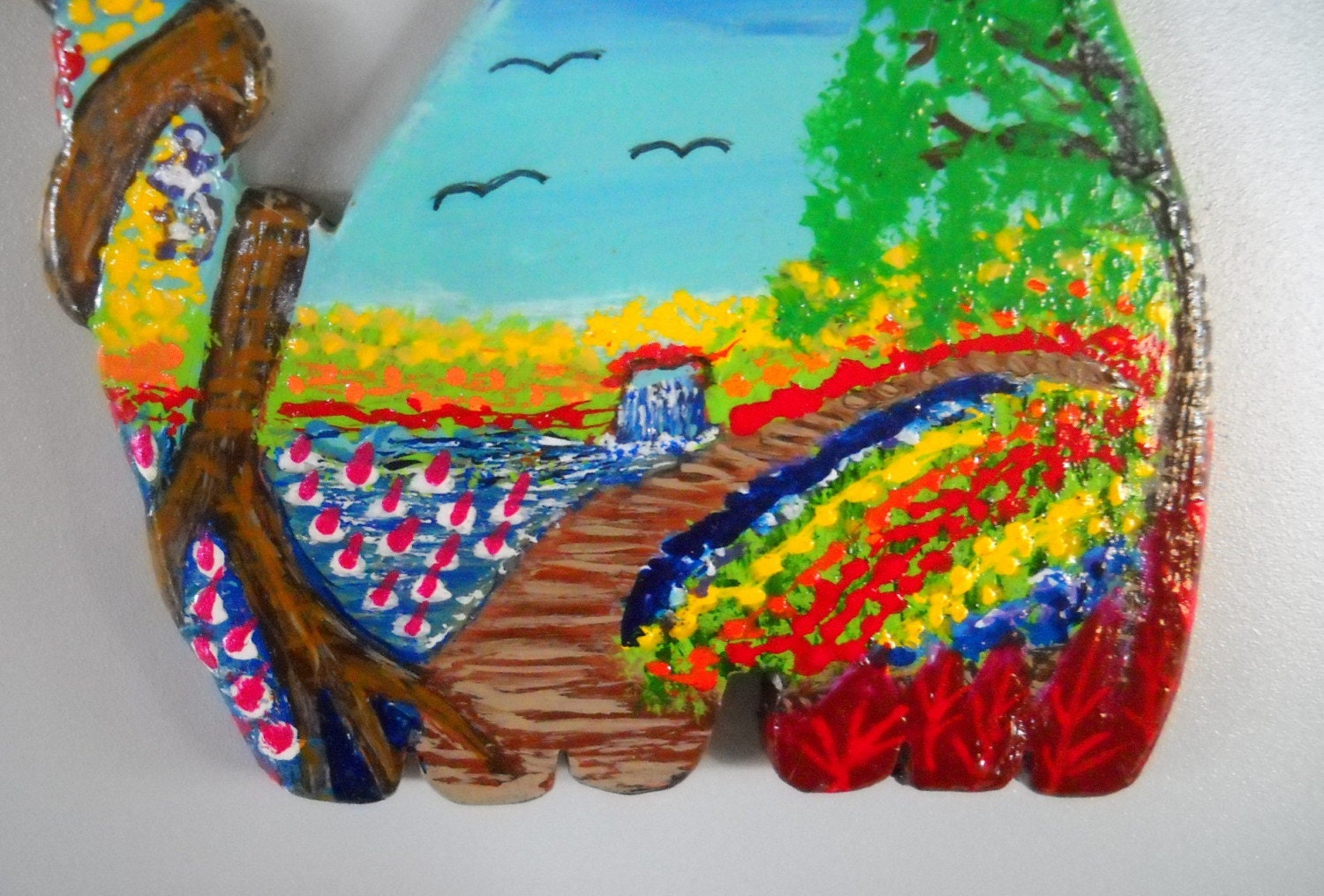Cyber Monday Etsy - Fridge Magnet - Fat Cat Waterfall Garden Landscape