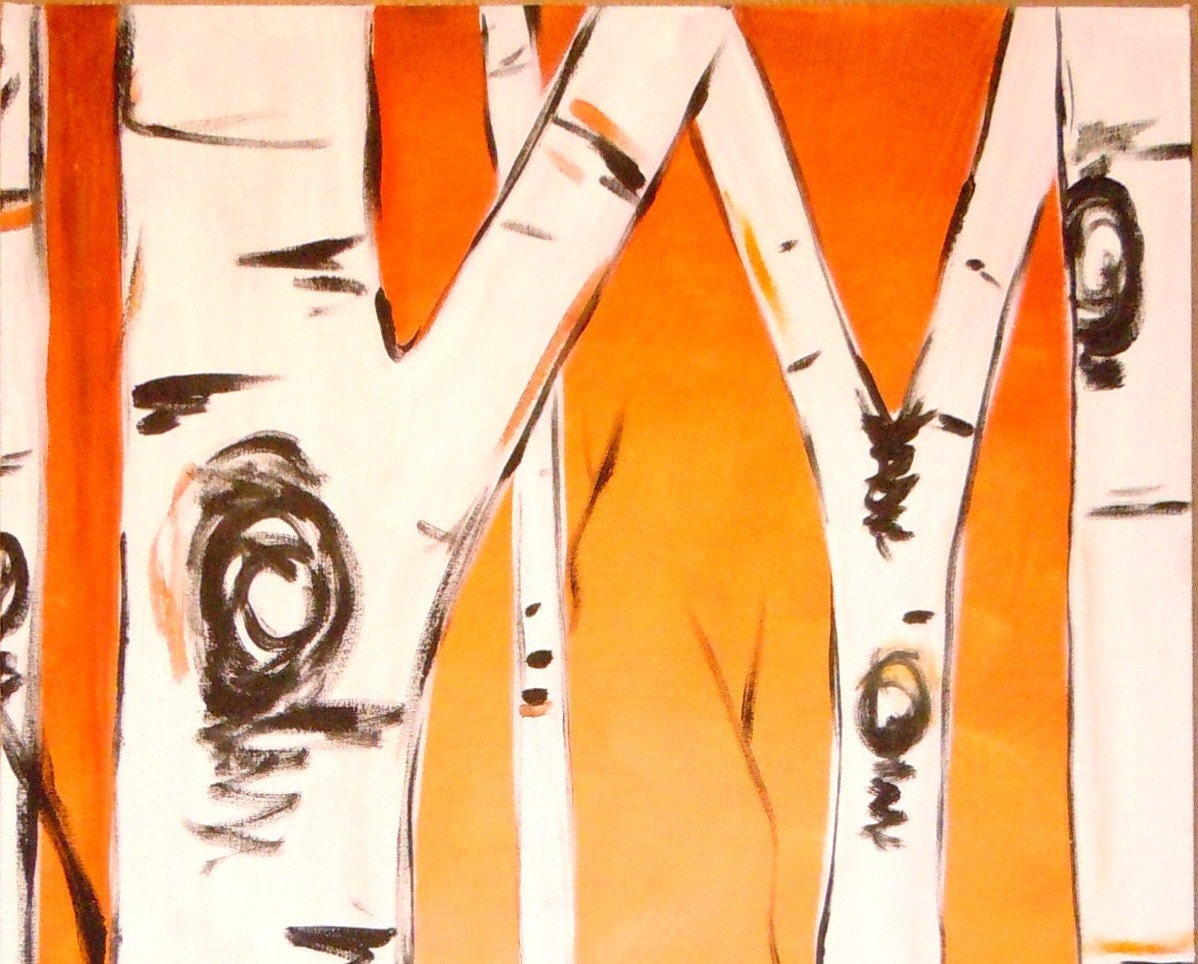 Sunset Birch Trees by Kristen Dougherty