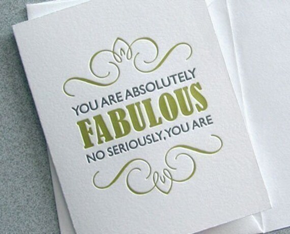 FOLDED GREETING SINGLE Letterpress - Fabulous (ED05)