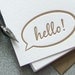 Speech Bubble Hello Letterpress Note Card Set - Fathers Day, Tan, Taupe, Beige, Khaki - 10 pack (NHL2)