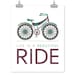 Bicycle Art - Bicycle Print - Retro Bicycle: Life Is A Beautiful Ride - Tan, Taupe, Beige, Khaki, Purple, Aqua Blue, 8 x 10 Poster