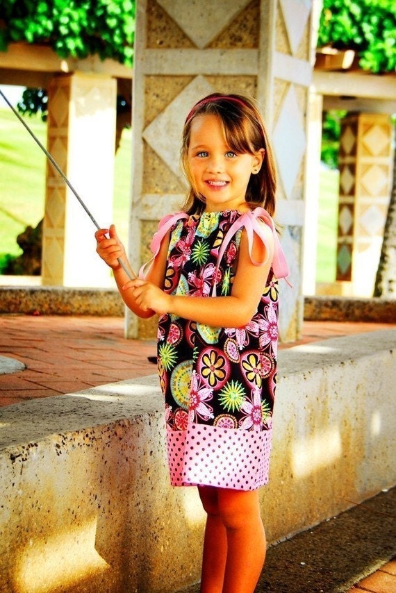 Girls Pillowcase Dress, Carnival Bloom, many childrens sizes, by SunLoveShirts