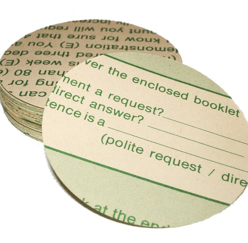 100 Circles Cut from Vintage Grammar Book (1972)