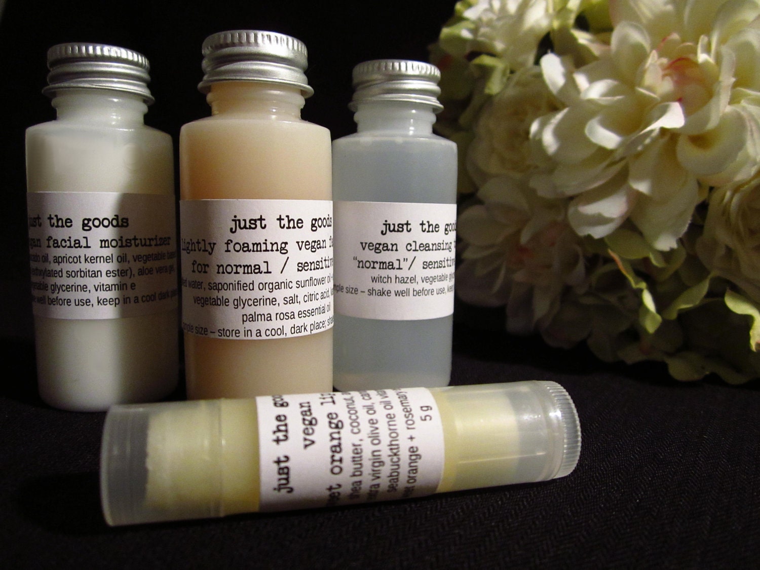 vegan skin care kit for normal/sensitive skin - trial size, gift ready