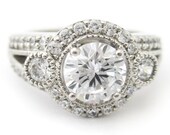 2.20ctw round cut antique style diamond engagement ring R182