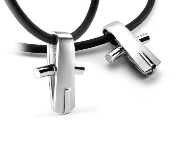Mens Cross Stainless Steel Necklace Unique Moder Design