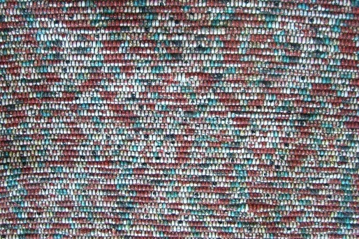Cotton Flannel Rag Rug, Handwoven - Rust, Turquoise, White, Black Multi (Inv.ID 6-0570)
