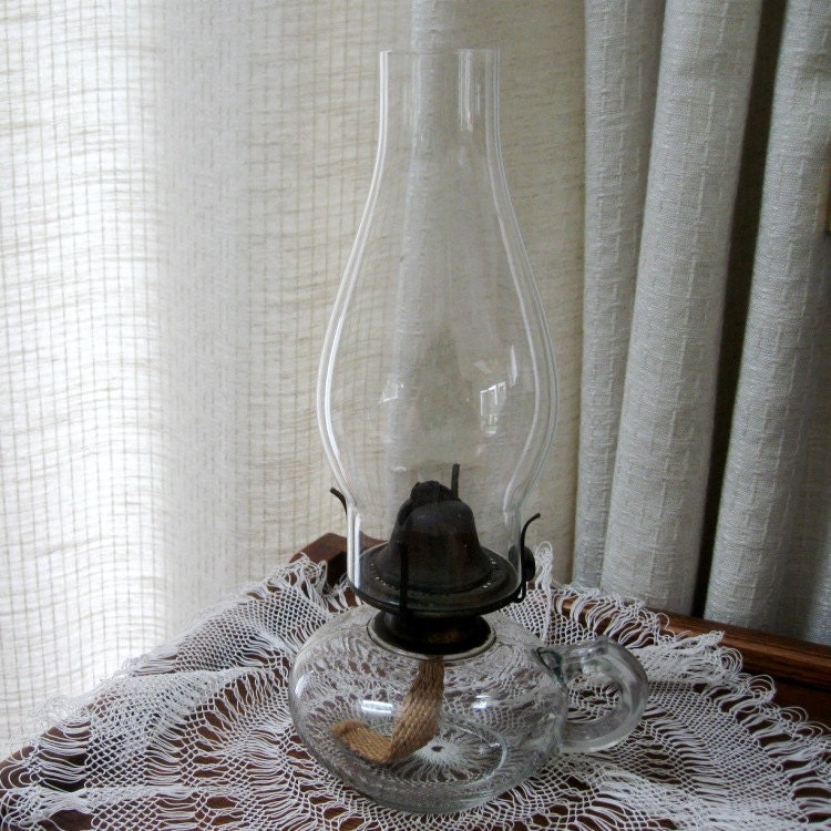 Vintage OIl Lamp Kerosene Hurricane Glass Finger Lamp
