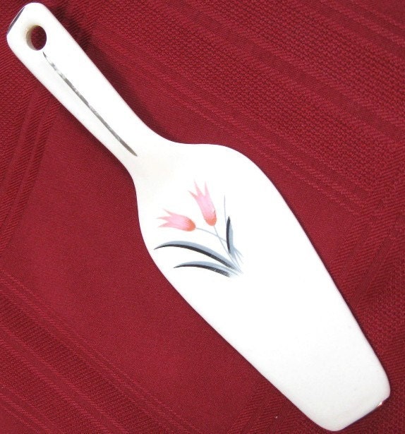 Vintage Cake Lifter Pie Server Pink Wedding Franciscan Carmel Tulip Pink Gray
