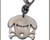 Outlaw Doggie Metal Keychain by WATTO Distinctive Metal Wear - Handmade Outlaw Doggie Metal Charm on Gunmetal Keychain