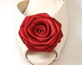 Red Satin Rose Shoe clips