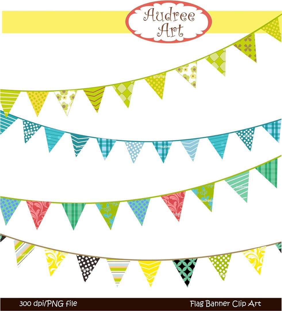 Digital clip art  for all use,Flag Banner 2, PATTERN Bunting clip art ,  instant download clip art