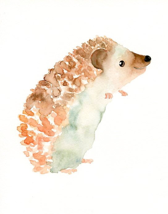 Hedgehog By Dimdi Original Watercolor Painting 8x10inch Vertical Orientation Herisson Dessin Dessin Automne Animaux D Aquarelle