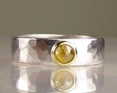 Natural Rose Cut Diamond Engagement Ring - 18k Yellow Gold and Sterling Silver