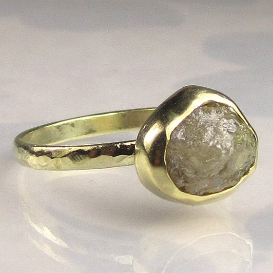 Natural Rough Diamond Ring - 18k and 14k Gold