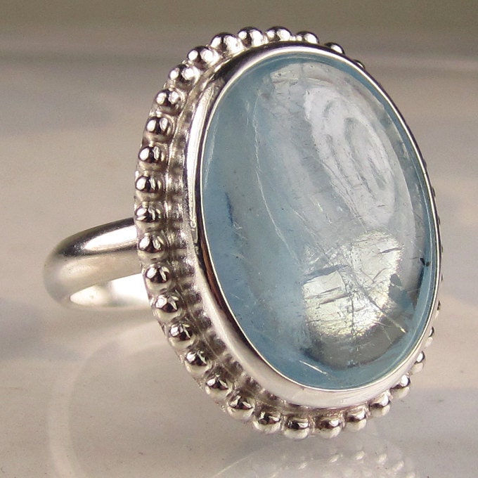 SALE - Aquamarine Cocktail Ring in Sterling Silver - now 20% OFF