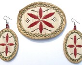 Porcupine quill barette and earrings