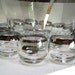 HOLDING FOR PATRICK 14 Piece, Silver Rimmed Punch Bowl, Ladle, Roly Poly Glasses, Mid Century Mad Men Bar Ware