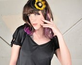 SALE - Buttercup - Eco Friendly Black and Golden Yellow Cruelty Free Cocktail Hat - BSP092
