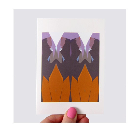 Geometric Mountains in Spring Print Greeting Card