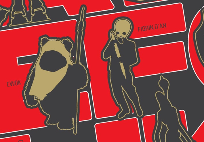Star Wars Inspired Print - 3 Colour (Dark Grey, Bright Red, Gold)