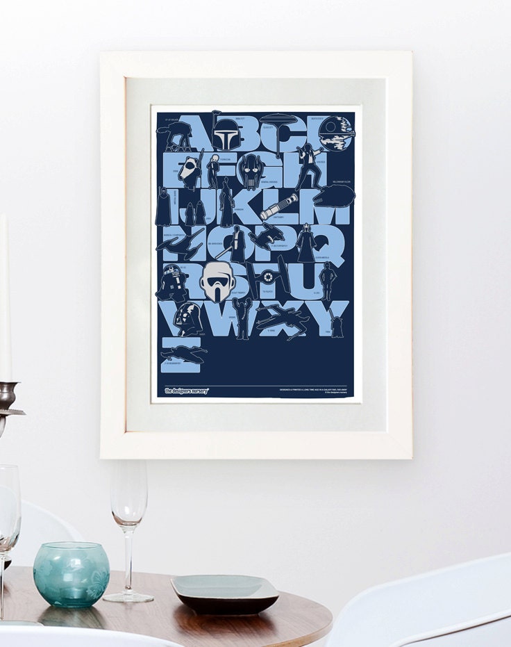 Star Wars Inspired Print - 3 Colour (Dark Blue, Light Blue and Light Silver/Grey)