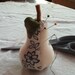 Sweet Summer Stitching - Elegant and Cool Pear Pincushion in Cream with Blue Flowers