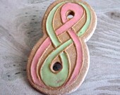 Knotwork Series Ceramic Pendant Celtic Interlace Knotwork in Green and Peach