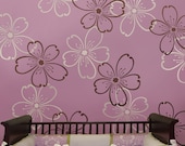 Stencils Flower Power 2 pc LG - Reusable stencils better than wallpaper - DIY decor