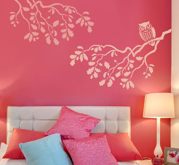STENCIL Wise Owl MED - Reusable wall stencils better than decals -DIY decor