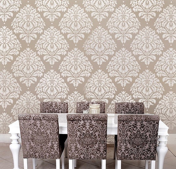 Wall Stencil Damask Kerry LG - Reusable stencils for DIY wall decor