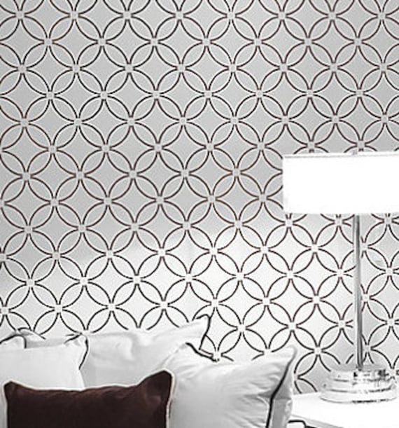 Wall Stencil Fuji - reusable stencils for walls instead of wallpaper -DIY decor