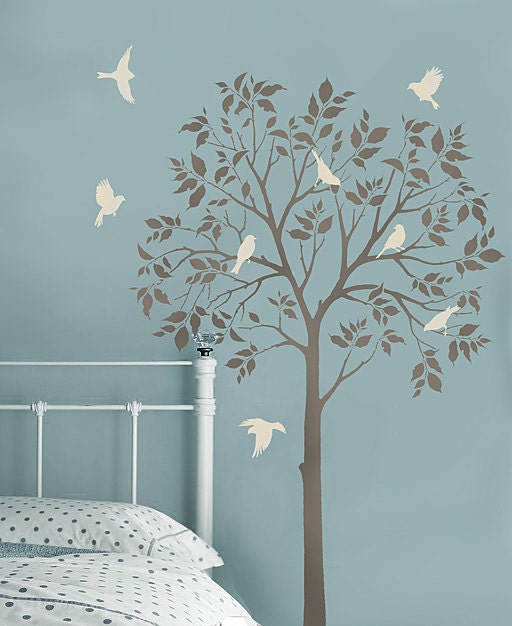 Large Tree and Birds Stencils - Reusable Stencils for DIY Decor - Better than Decals