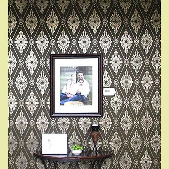 Diamond Damask Stencil - Wallpaper stencils for DIY decor