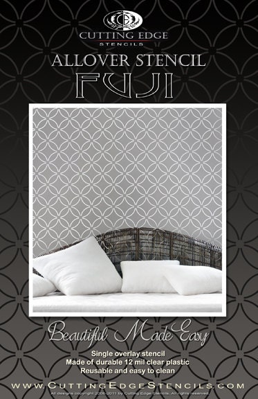 Wall Stencil Fuji - reusable stencils for walls instead of wallpaper -DIY decor