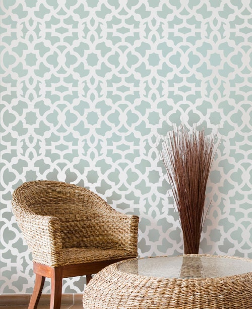 Moroccan Stencil Zamira - Short version - reusable stencil patterns for walls just like wallpaper - DIY decor