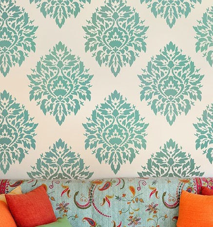 Damask Stencil Nadya SM - Beautiful stencils better than wallpaper -DIY wall decor
