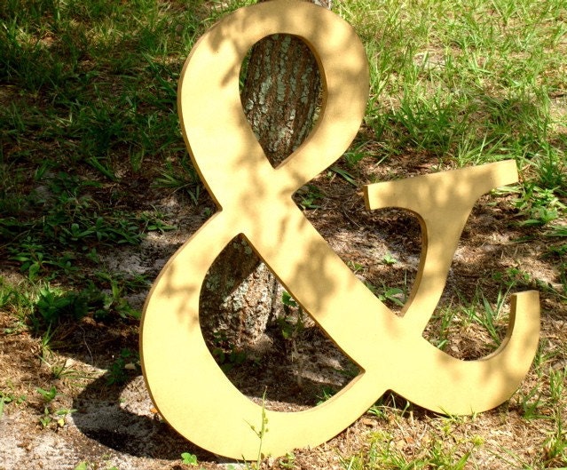 Custom Wood Ampersand 24 inch, Gold Wooden Symbol, Wedding Initials, Gift, Wall Decor,Personalized Lettering