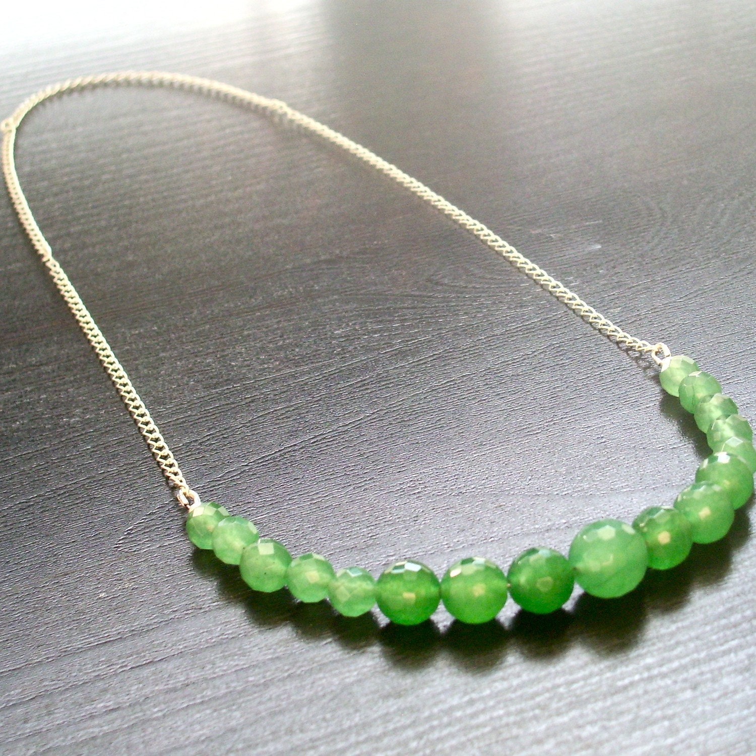 The Adventurer -- Faceted Green Jade and Sterling Silver Necklace