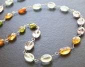 The Sorbet -- Blue Topaz, Citrine, Peridot, and Amethyst Wire Wrapped Necklace