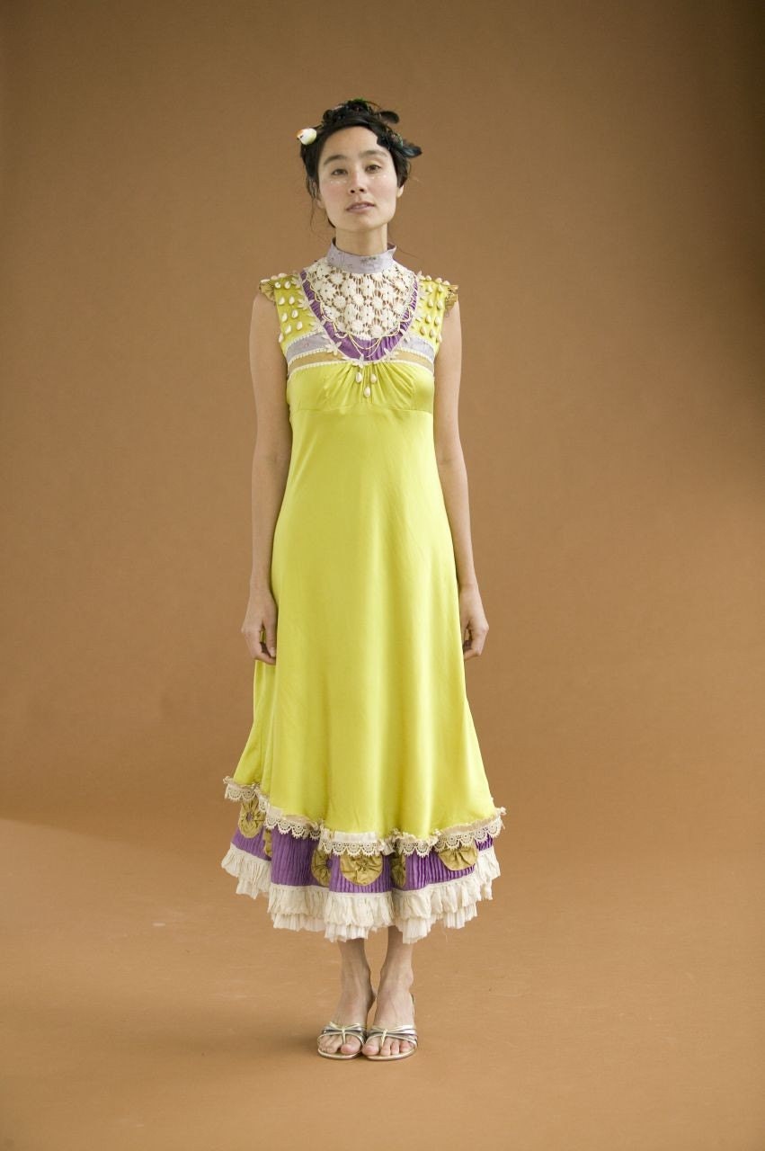 Silk charmuese chartruese empire dress