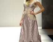 Silk embroidered T-necklace beaded dress