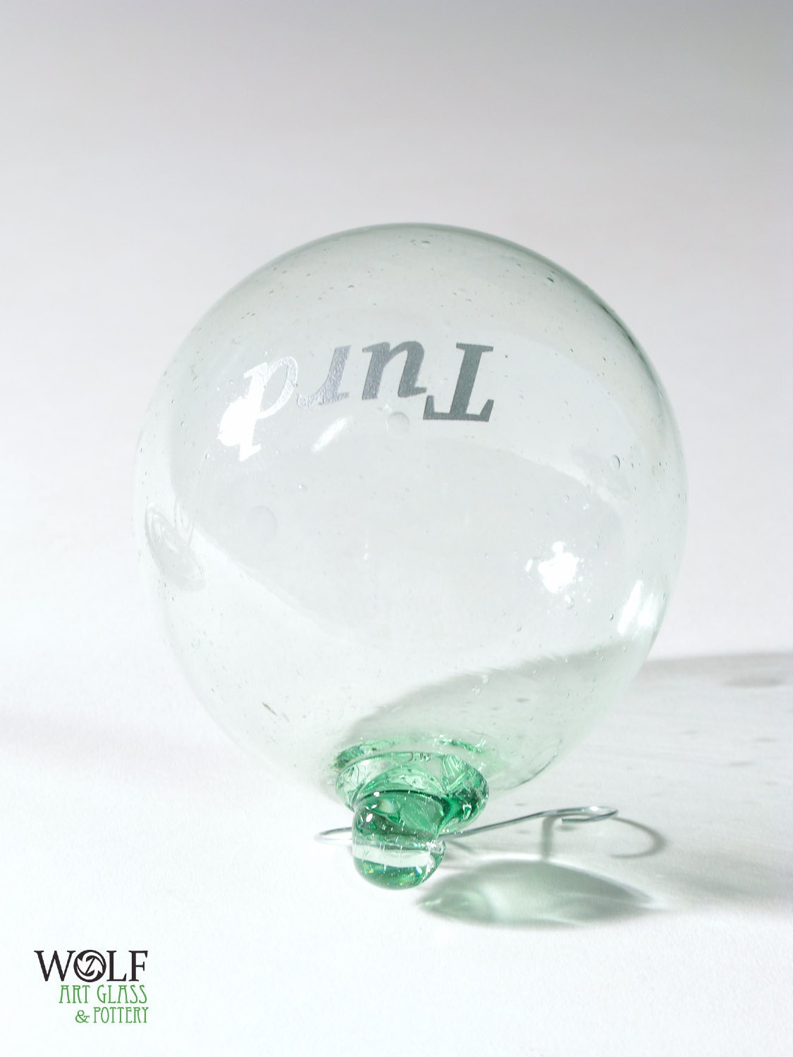 TURD BALL Recycled Glass Bottle Etched Ball Ornament Blown Upcycled Glass Quirky Gag Gift