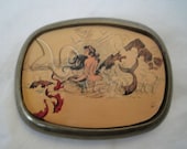 Vintage Art Nouveau Mermaid Postcard Belt Buckle