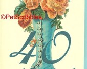 40th Birthday Card, 40 and Fabulous, Victorian style, Victorian Boot