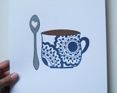 CHOOSE YOUR COLOR Blue  8 x 10 Art Print, Coffee, Tea, I love coffee, I love tea, Coffee Lover, Tea Lover