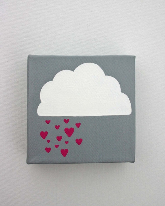 Affordable Original Painting, Wall Art, Home Decor - Rain Cloud (5 x 5 Canvas)