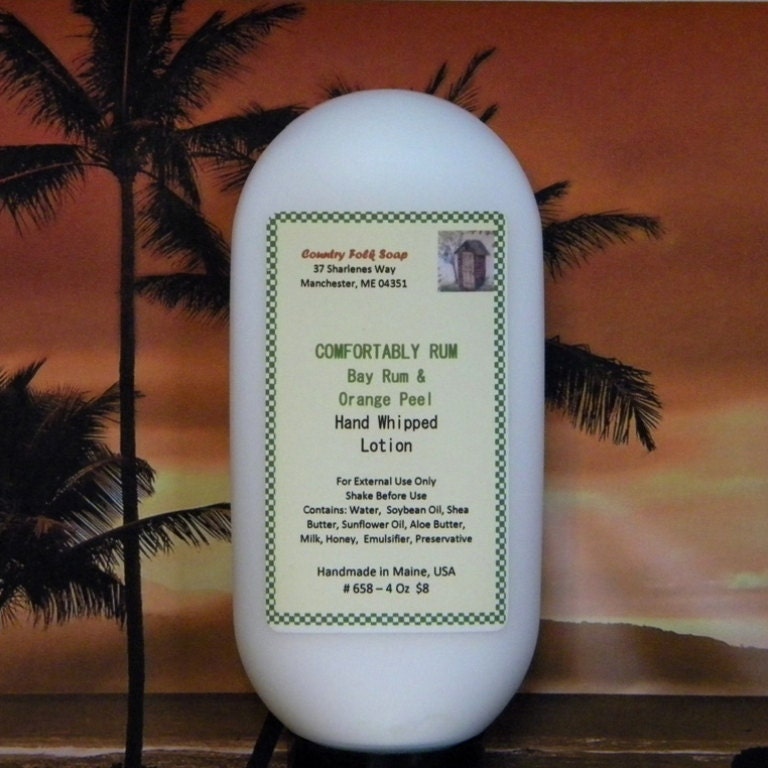 COMFORTABLY RUM Mens Bay Rum & Orange Lotion - Handmade Mens Lotion